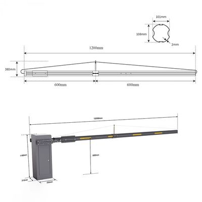 12 meter ultra lange arm barrière DZ-2307 Duurzaam voor grootschalige toegangscontrole van het voertuigverkeer